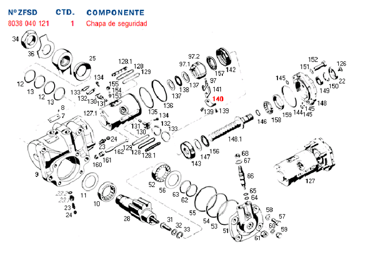 Chapa seguridad tuerca sin fin caja dir.hid. 8043.8044 volvo/scan - Imagen principal