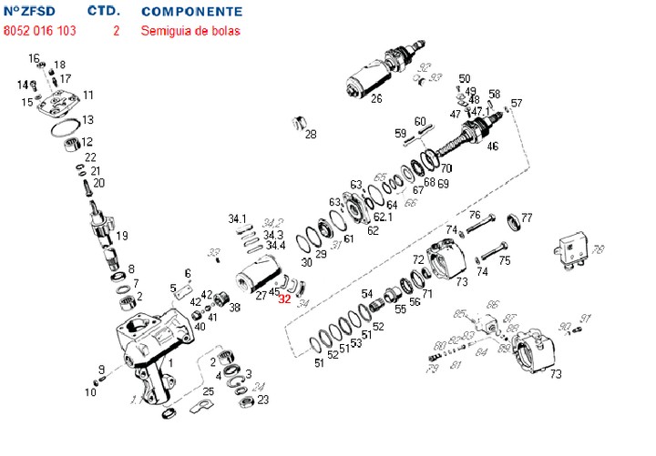 Tubo bipartido caja dir. hid. ford f.1000 92/ac - Imagen principal