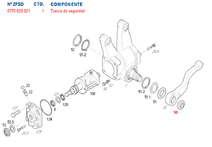 Tuerca eje sector caja dir. hid. 8097 - Imagen principal