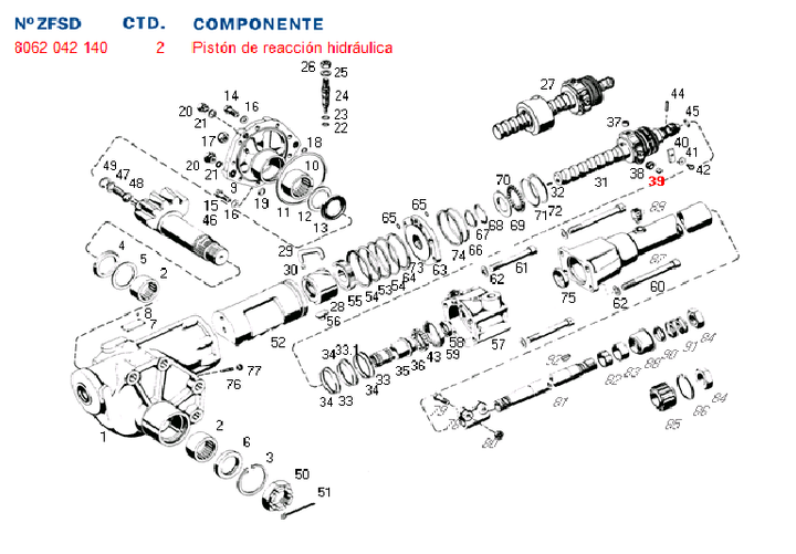 Piston caja direccion reaccion hidraulica de comando - Imagen principal