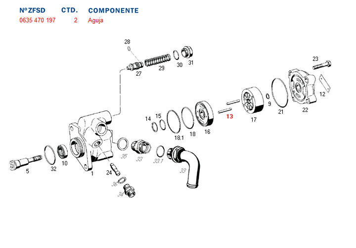 Pino bomba hidraulica seguro bomba dir. hid. fn4 - Imagen principal