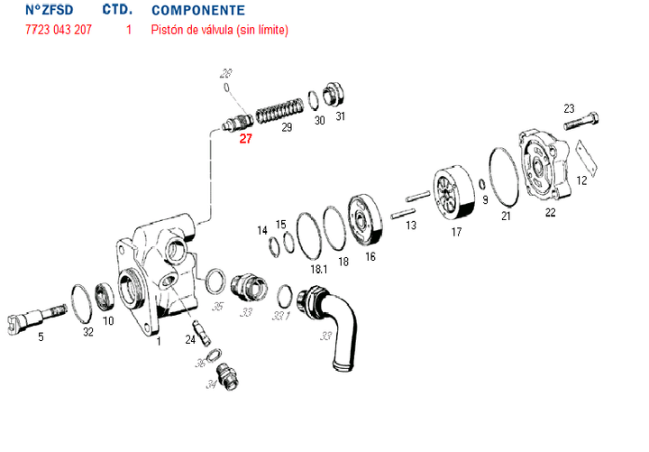 Valvula bomba hidraulica vw. - Imagen principal