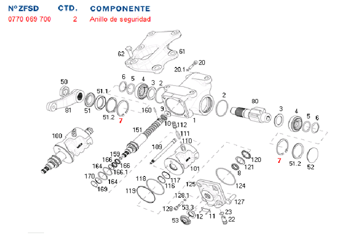 Seguro caja direccion ruleman de sector caja dir. hid. 8090 - Imagen principal