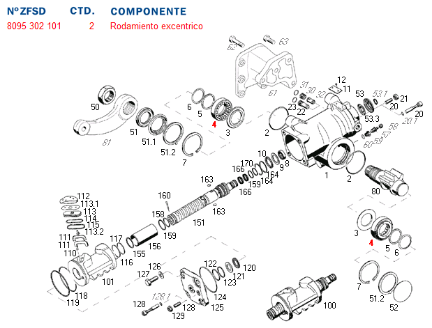 Ruleman caja direccion rodillos cil.sector cdh (excluisvo zf) - Imagen principal