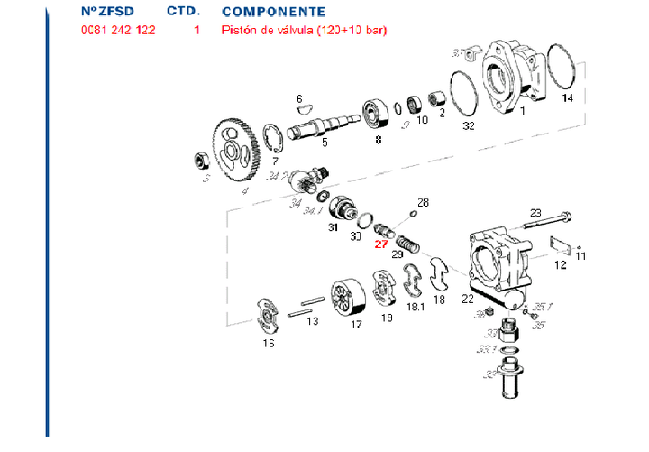 Valvula bomba hidraulica piston  120+10 bar - Imagen principal