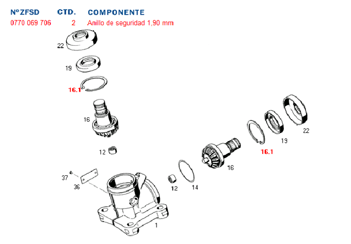 Seguro caja direccion ajuste 1.98 mm caja angular 7860 - Imagen principal