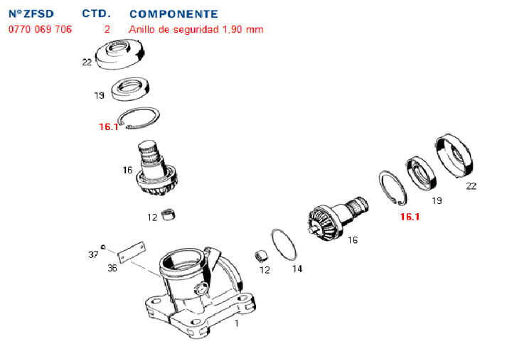 Seguro caja direccion ajuste 2.00 mm caja angular 7860 - Imagen principal