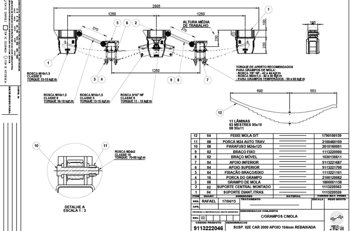 Kit suspension 2 ejes 2000 reb.apoyo cuad 104 mm c/elast y abraz - Imagen principal