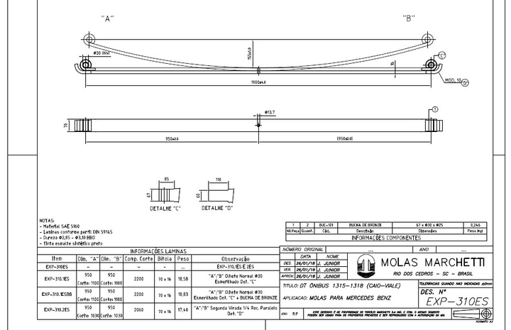 Hoja elastico exp-310.2es acero 70x16 2a del - Imagen principal
