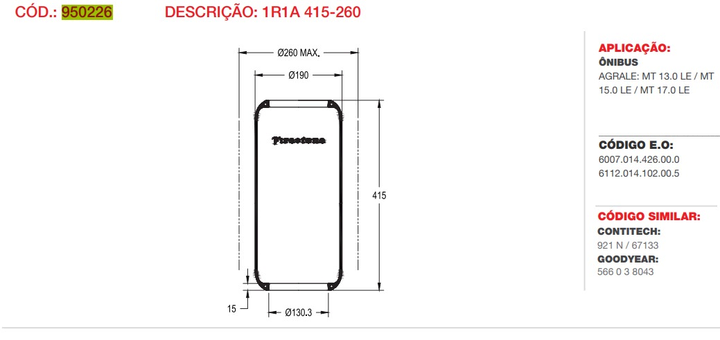 Vejiga susp.(goma) 1r1a-415-260  del/tra - Vista 2