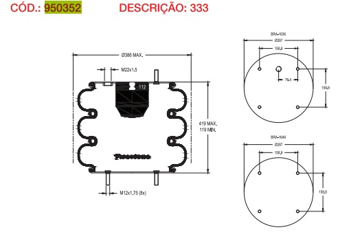 Vejiga susp.(completa) 333 t.2 eje elevable - Vista 3